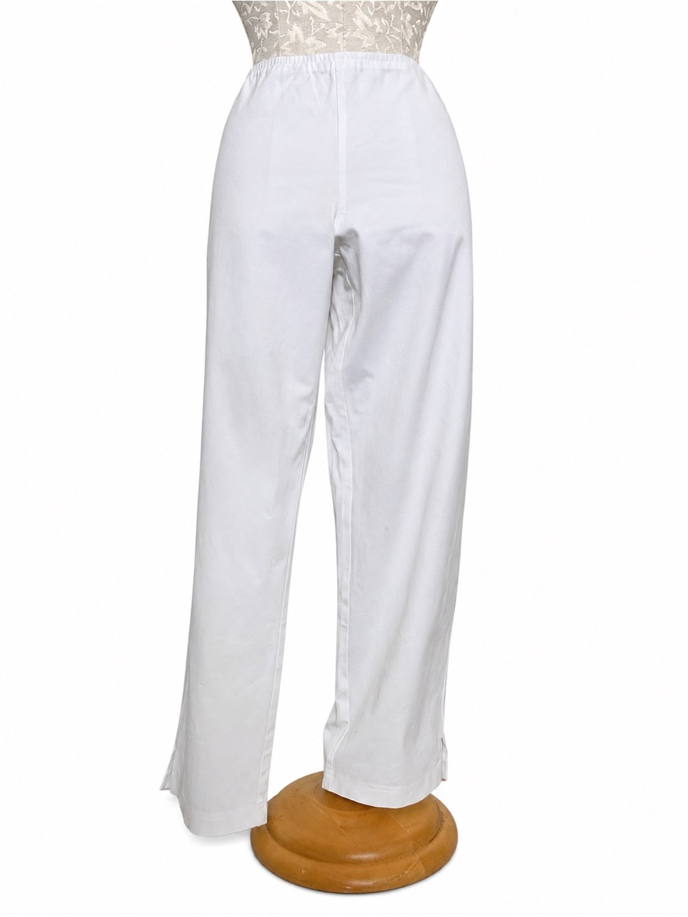 Eileen Fisher White Organic Cotton Straight Leg Pants Side Zip Size M